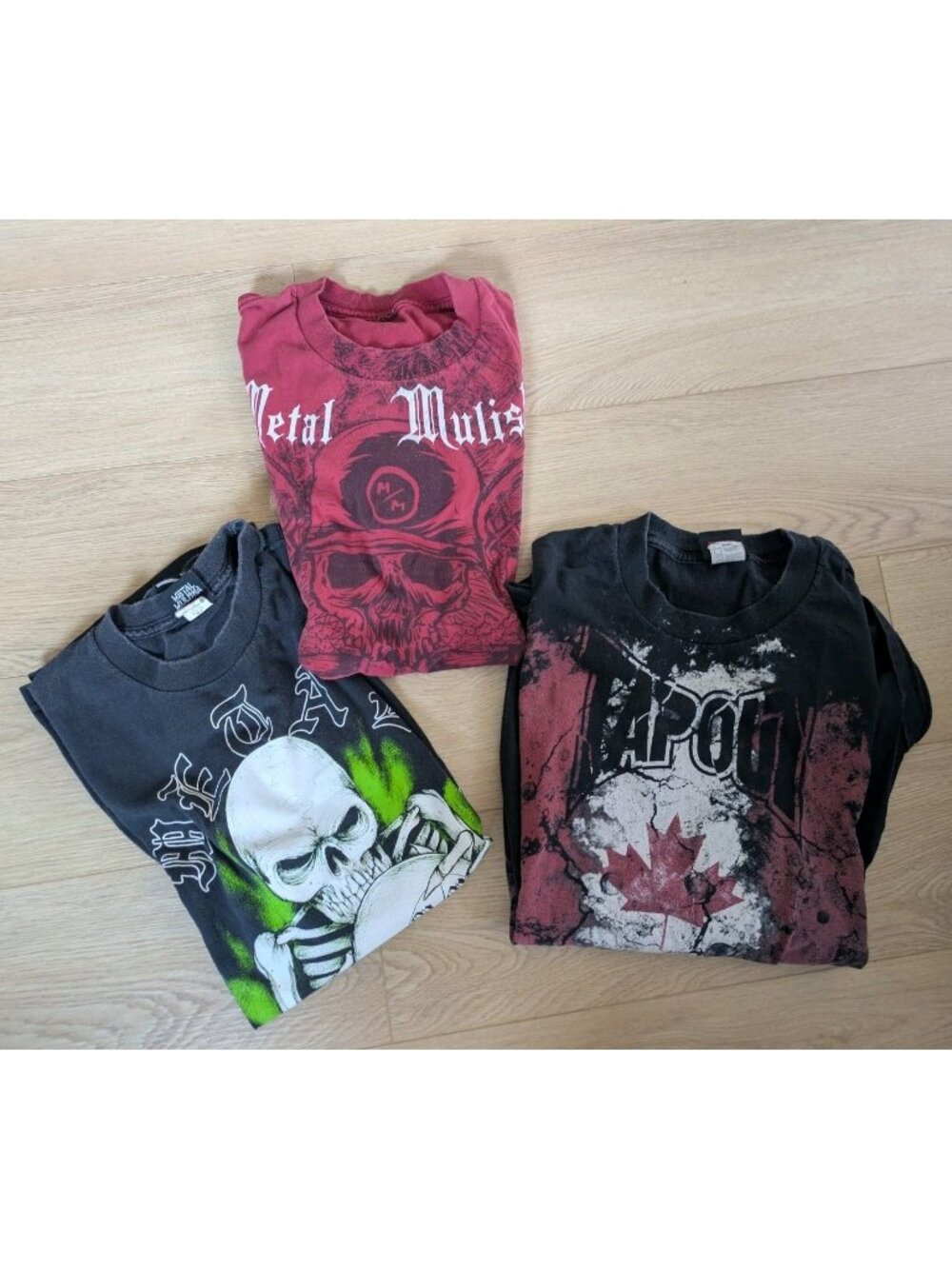 Metal Mulisha + Tapout Shirt Lot Skull Helmet Neon Green White Graphic Y2K XL